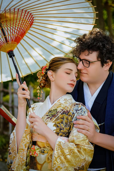 Grand Premium Furisode — couple kimono photoshoot in Asakusa, Tokyo